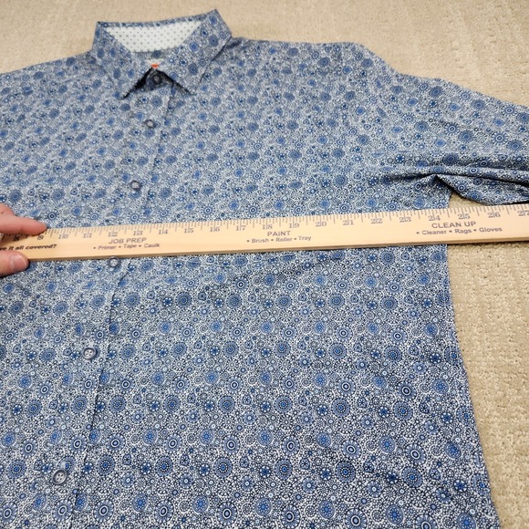 Johnston & Murphy Shirt Men Large Performance Paisley Geometric Flip Cuff Button - Picture 5 of 9